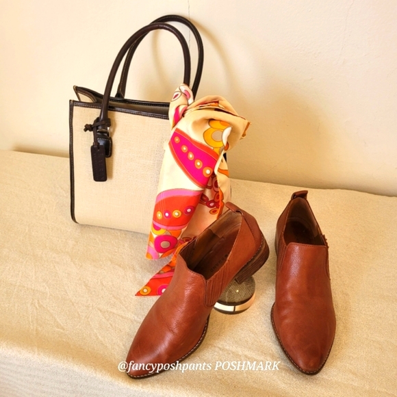 LUCKY BRAND leather bootie super soft quality leather slip on stacked heel shoe - Picture 17 of 17